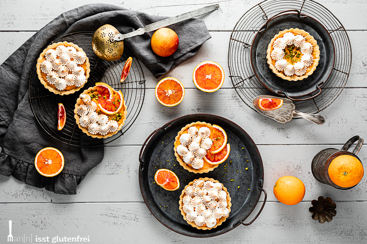 Blutorangen Baiser Tartelettes - glutenfrei und laktosefrei