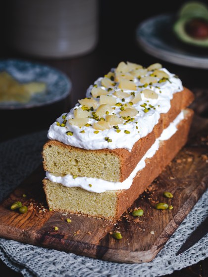 Avocado Pistazien Ananas Kuchen - glutenfrei und laktosefrei